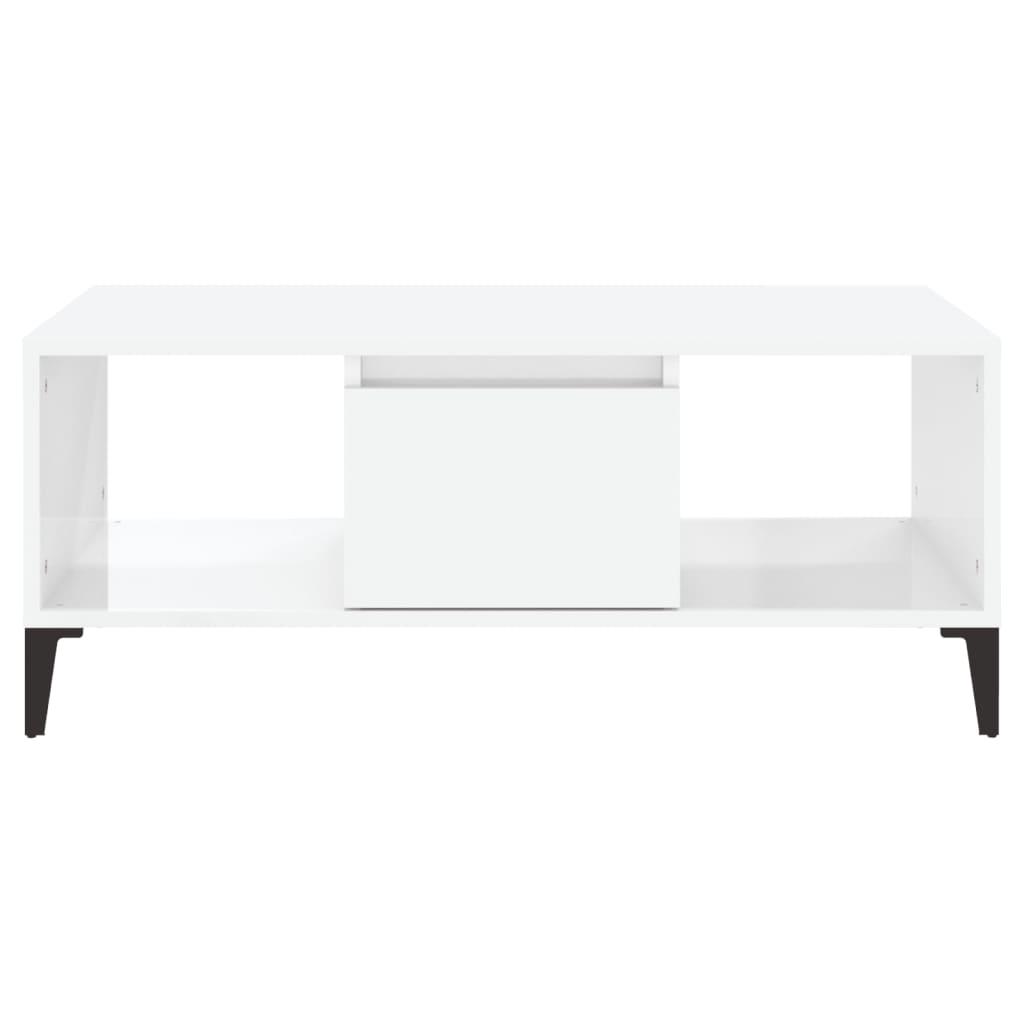 vidaXL Table basse blanc brillant 90x50x36,5 cm Aggloméré