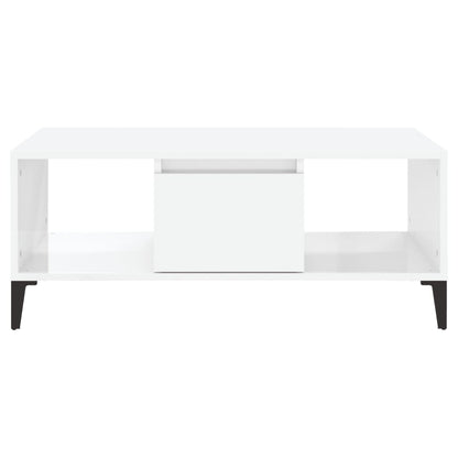 vidaXL Table basse blanc brillant 90x50x36,5 cm Aggloméré