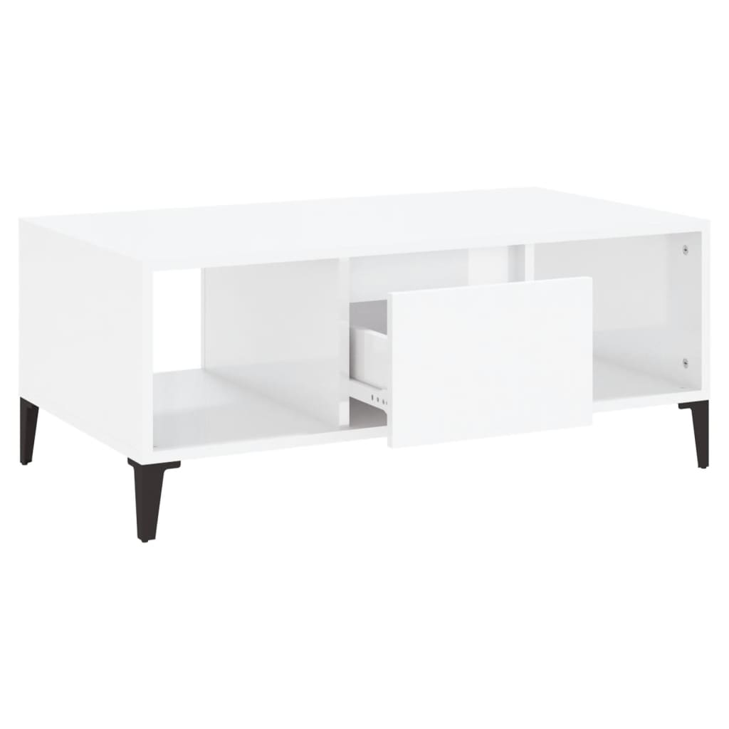 vidaXL Table basse blanc brillant 90x50x36,5 cm Aggloméré