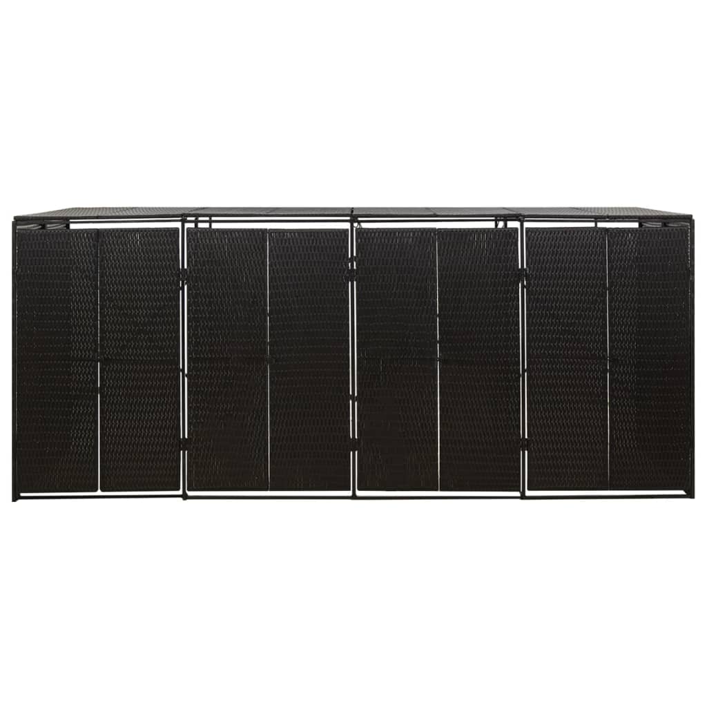 vidaXL Mülltonnenbox für 4 Tonnen Schwarz 274x80x117 cm Poly Rattan