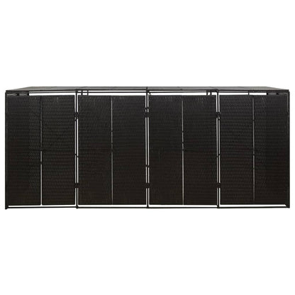vidaXL Mülltonnenbox für 4 Tonnen Schwarz 274x80x117 cm Poly Rattan