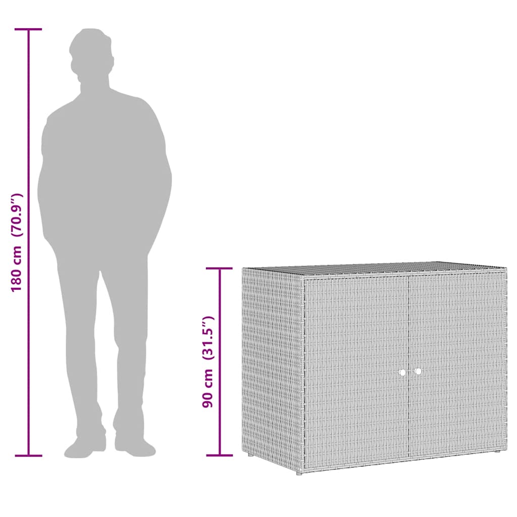 vidaXL Gartenschrank Grau 100x55,5x80 cm Poly Rattan