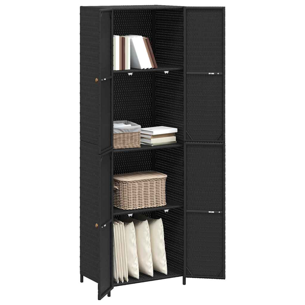 vidaXL Gartenschrank Schwarz 59x40x180 cm Poly Rattan