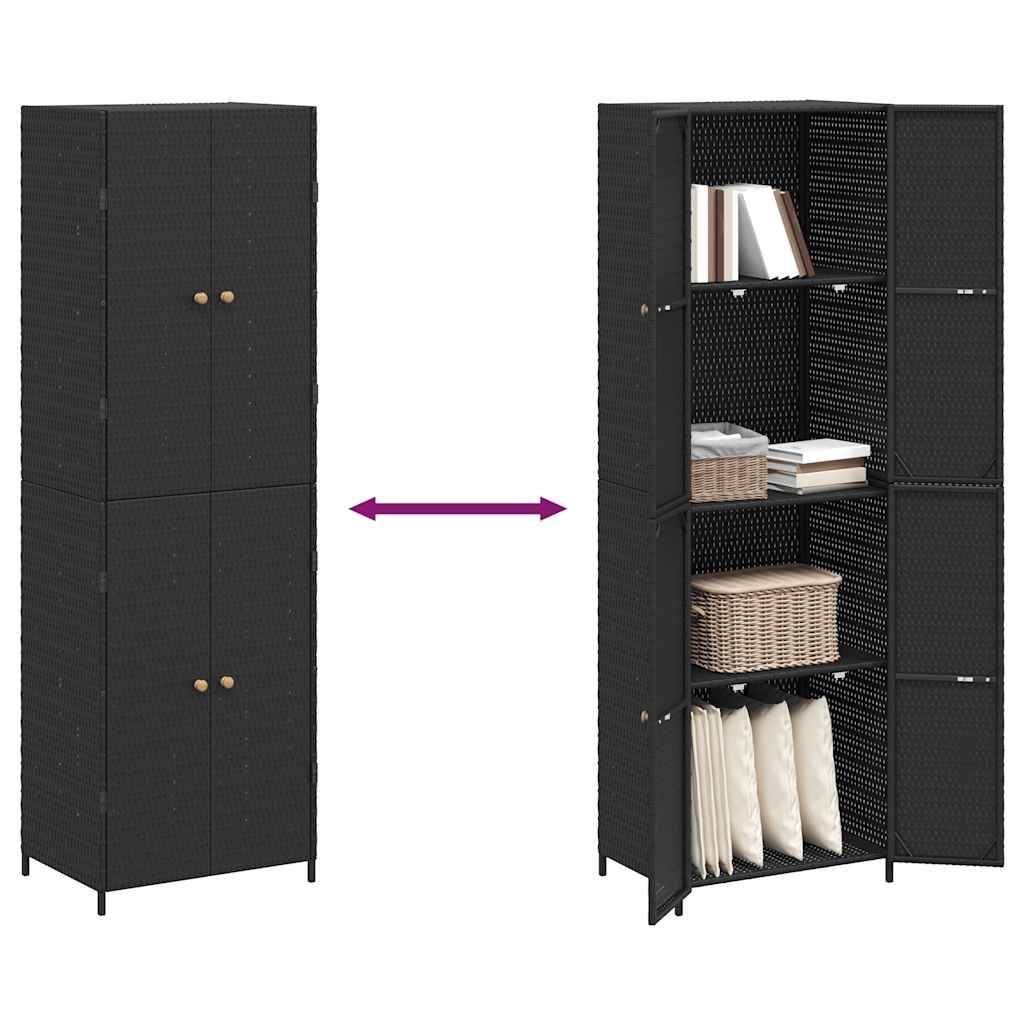 vidaXL Gartenschrank Schwarz 59x40x180 cm Poly Rattan