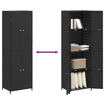 vidaXL Gartenschrank Schwarz 59x40x180 cm Poly Rattan