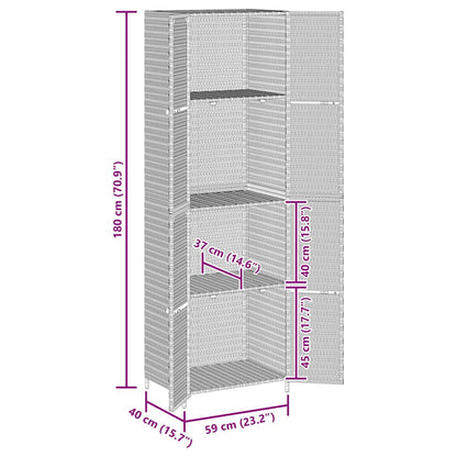 vidaXL Gartenschrank Schwarz 59x40x180 cm Poly Rattan