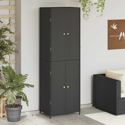 vidaXL Gartenschrank Schwarz 59x40x180 cm Poly Rattan