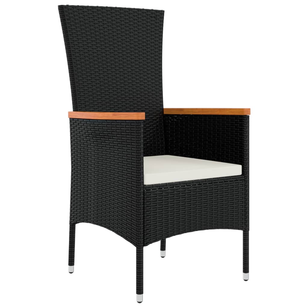 vidaXL Gartenstühle mit Kissen 2 Stk. Poly Rattan Schwarz