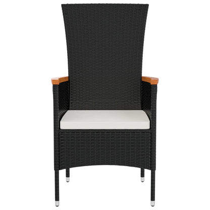vidaXL Gartenstühle mit Kissen 2 Stk. Poly Rattan Schwarz