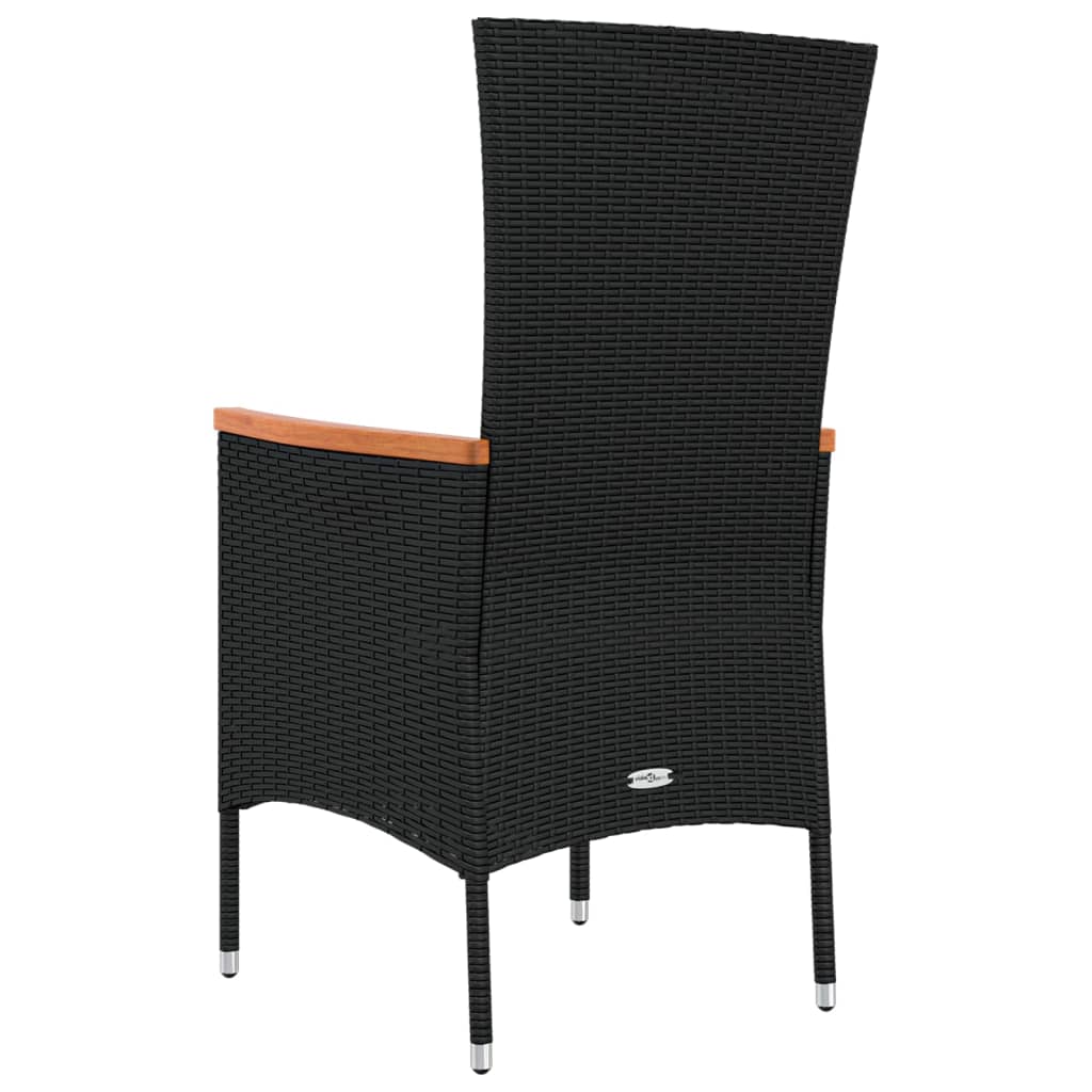 vidaXL Gartenstühle mit Kissen 2 Stk. Poly Rattan Schwarz