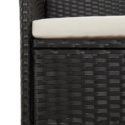 vidaXL Gartenstühle mit Kissen 2 Stk. Poly Rattan Schwarz