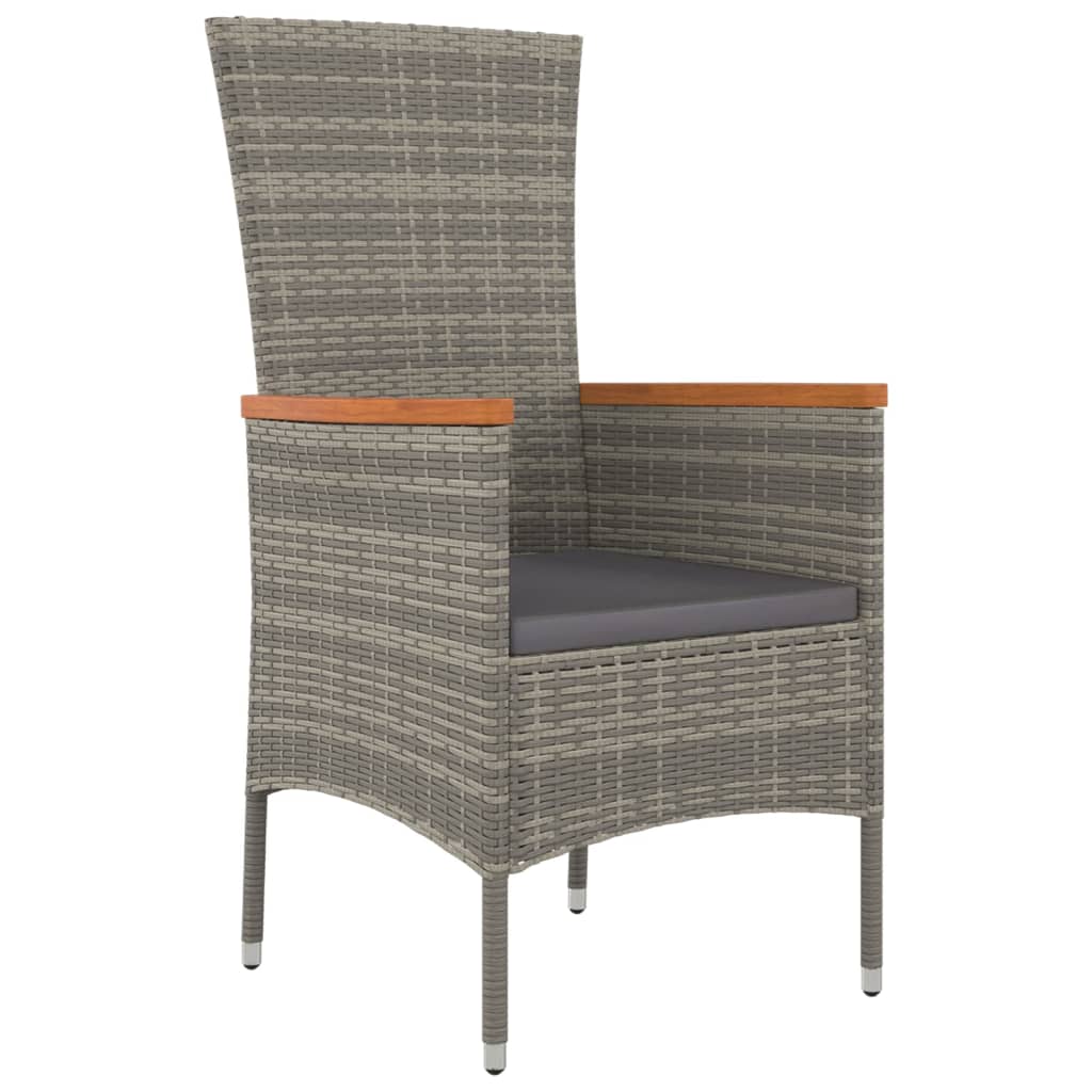 vidaXL Gartenstühle mit Kissen 2 Stk. Poly Rattan Grau