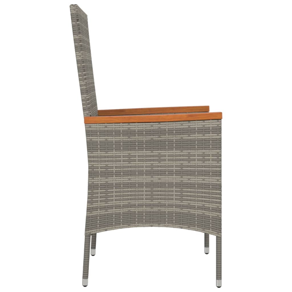 vidaXL Gartenstühle mit Kissen 2 Stk. Poly Rattan Grau