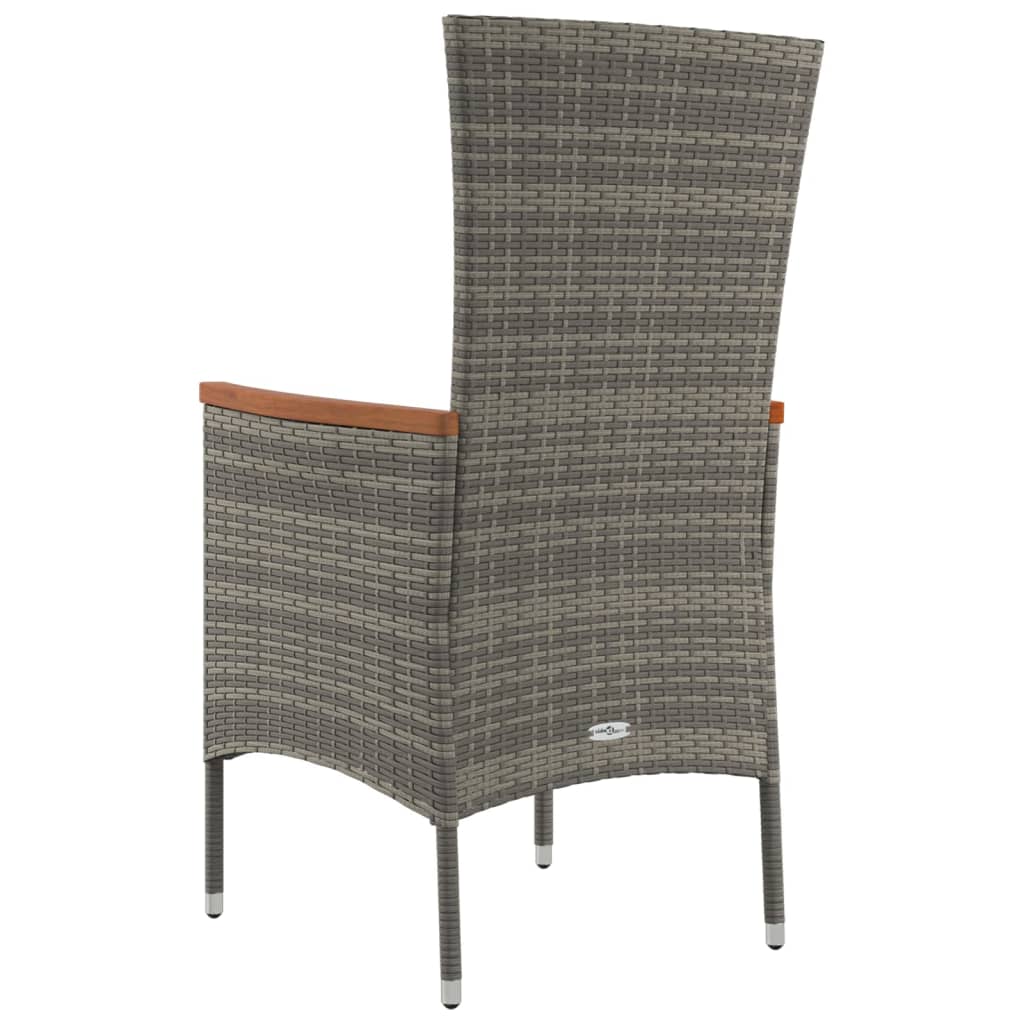 vidaXL Gartenstühle mit Kissen 2 Stk. Poly Rattan Grau