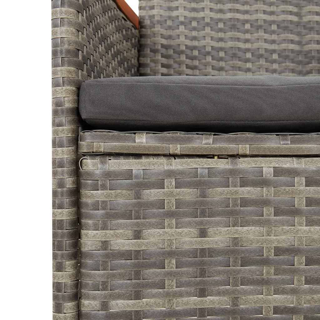 vidaXL Gartenstühle mit Kissen 2 Stk. Poly Rattan Grau
