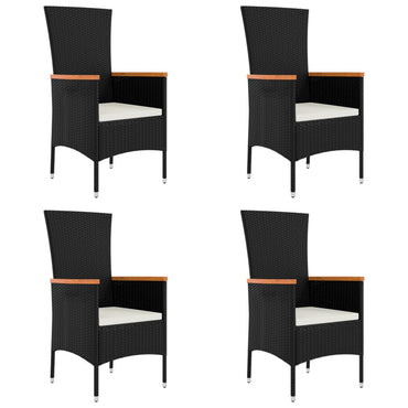 vidaXL Gartenstühle mit Kissen 4 Stk. Poly Rattan Schwarz
