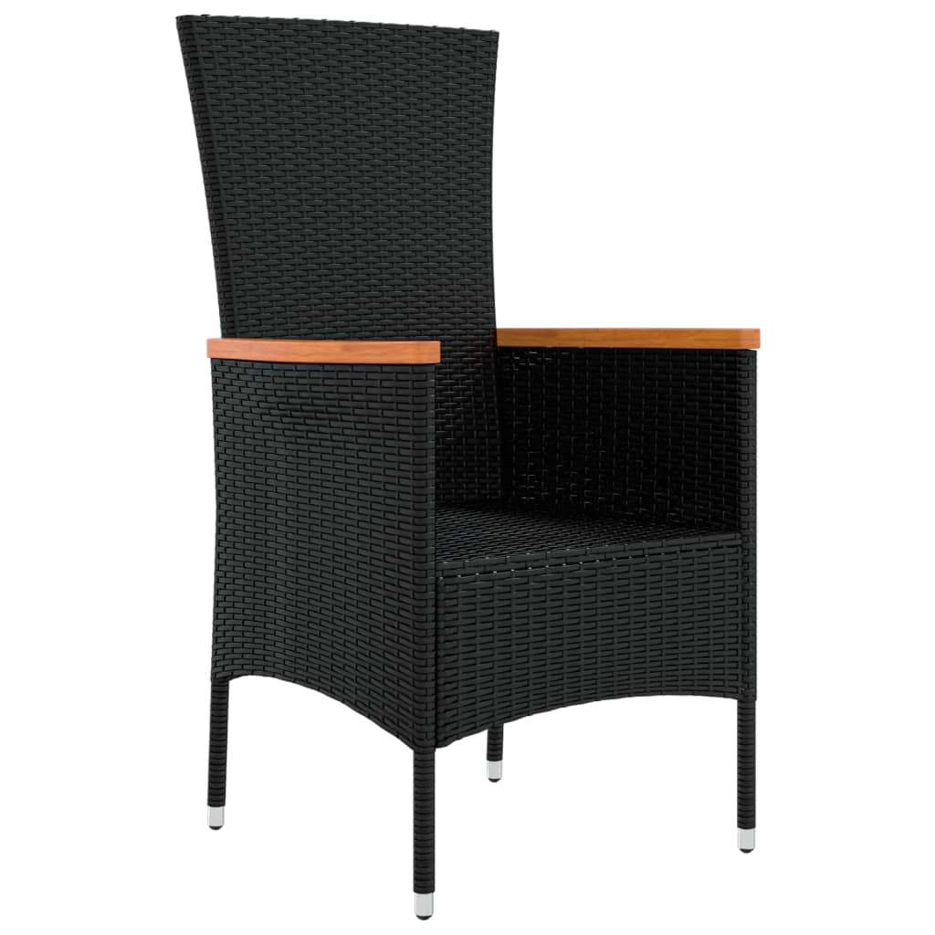 vidaXL Gartenstühle mit Kissen 4 Stk. Poly Rattan Schwarz