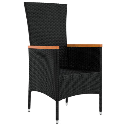 vidaXL Gartenstühle mit Kissen 4 Stk. Poly Rattan Schwarz