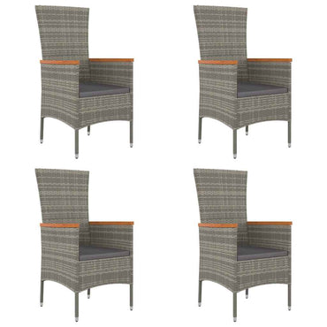 vidaXL Gartenstühle mit Kissen 4 Stk. Poly Rattan Grau