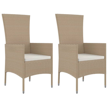 vidaXL Gartenstühle mit Kissen 2 Stk. Poly Rattan Beige