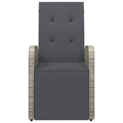 vidaXL Garten-Liegestühle mit Kissen 2 Stk. Grau Poly Rattan