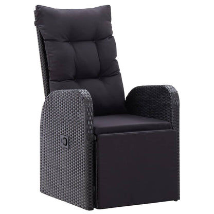 vidaXL Gartensessel mit Kissen 2 Stk. Verstellbar Schwarz Poly Rattan