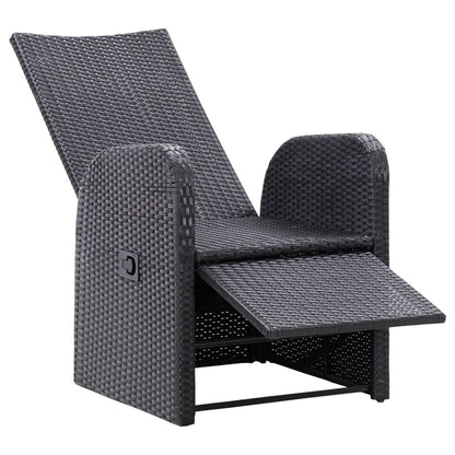 vidaXL Gartensessel mit Kissen 2 Stk. Verstellbar Schwarz Poly Rattan