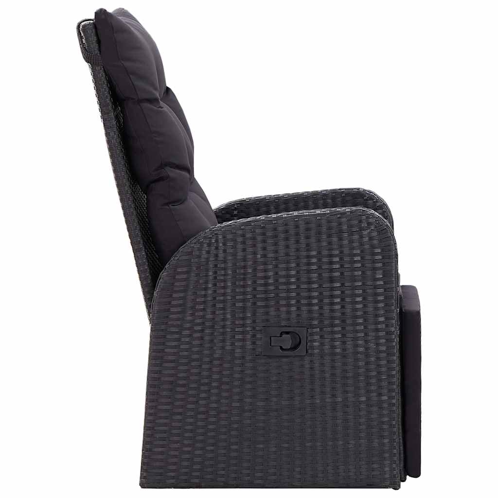 vidaXL Gartensessel mit Kissen 2 Stk. Verstellbar Schwarz Poly Rattan