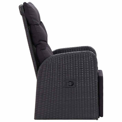 vidaXL Gartensessel mit Kissen 2 Stk. Verstellbar Schwarz Poly Rattan