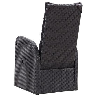 vidaXL Gartensessel mit Kissen 2 Stk. Verstellbar Schwarz Poly Rattan