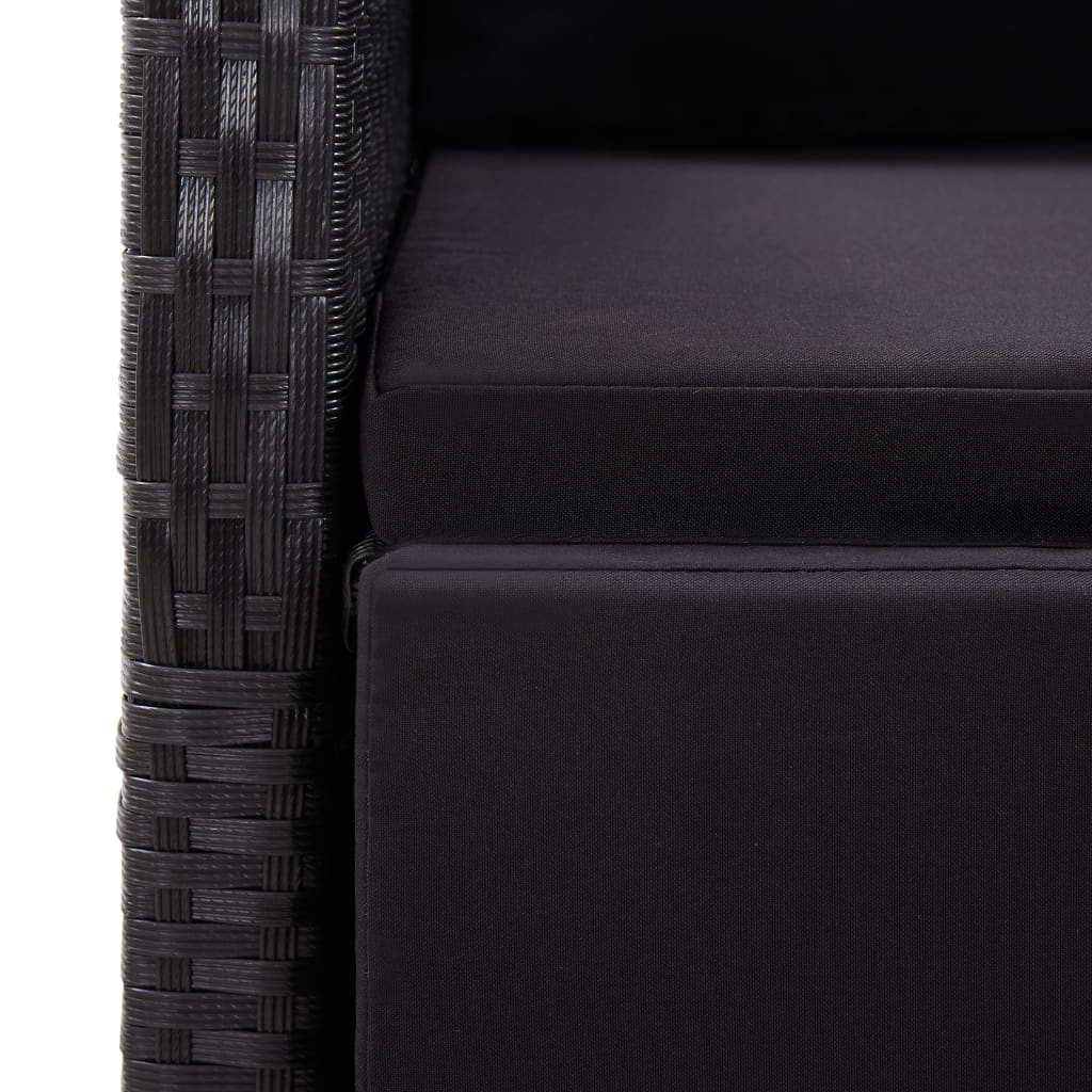vidaXL Gartensessel mit Kissen 2 Stk. Verstellbar Schwarz Poly Rattan