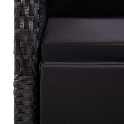 vidaXL Gartensessel mit Kissen 2 Stk. Verstellbar Schwarz Poly Rattan
