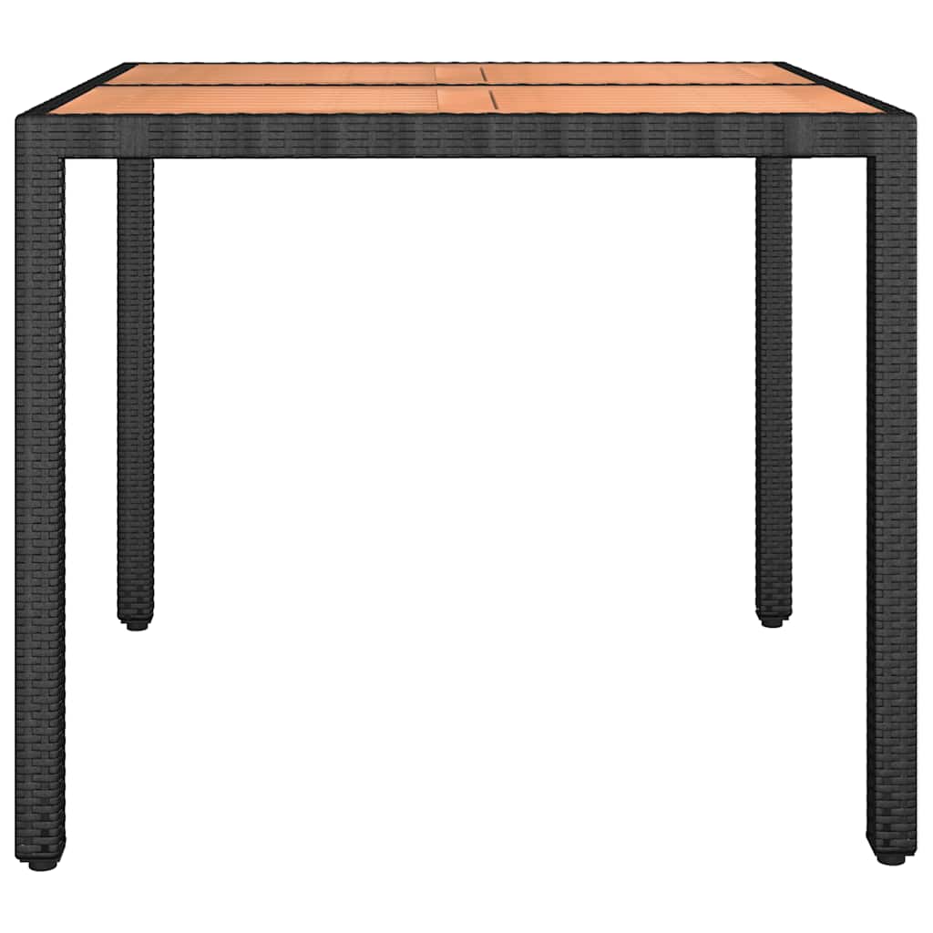 vidaXL Gartentisch mit Holzplatte Schwarz Poly Rattan & Akazienholz