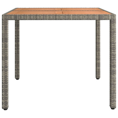 vidaXL Gartentisch mit Holzplatte Grau Poly Rattan & Massivholz Akazie