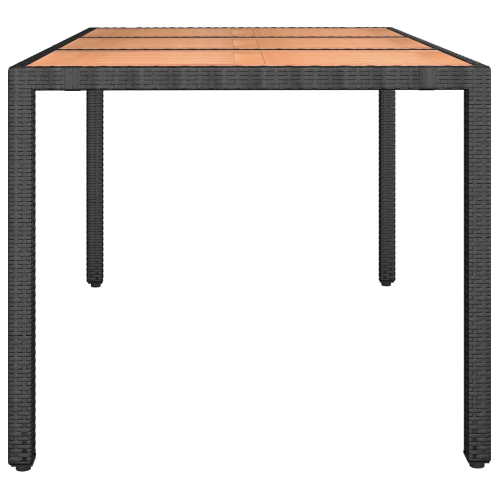 vidaXL Gartentisch mit Holzplatte Schwarz Poly Rattan & Akazienholz