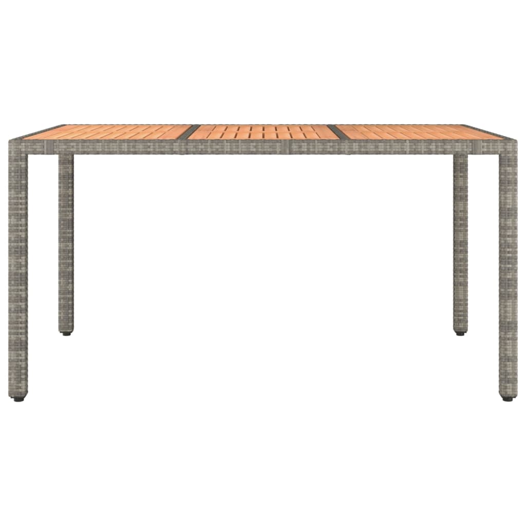vidaXL Gartentisch mit Holzplatte Grau Poly Rattan & Massivholz Akazie