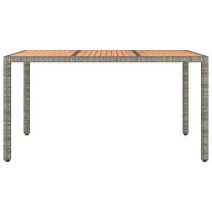 vidaXL Gartentisch mit Holzplatte Grau Poly Rattan & Massivholz Akazie