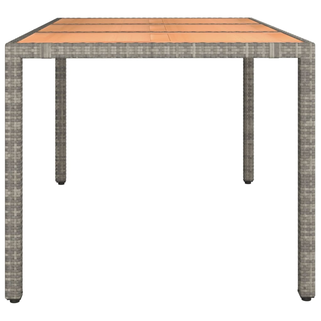 vidaXL Gartentisch mit Holzplatte Grau Poly Rattan & Massivholz Akazie