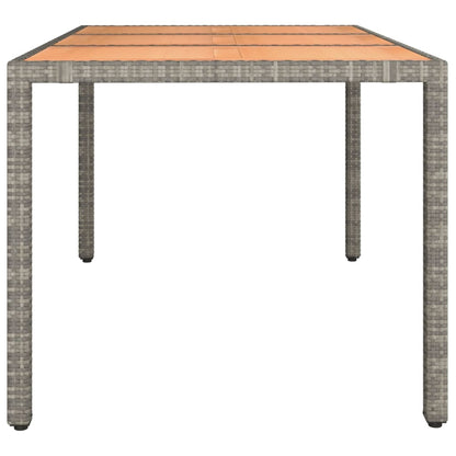 vidaXL Gartentisch mit Holzplatte Grau Poly Rattan & Massivholz Akazie