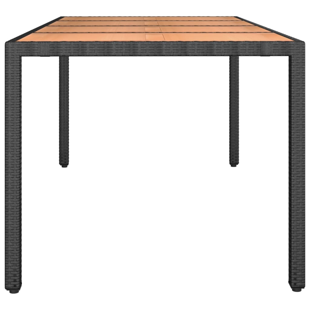 vidaXL Gartentisch mit Holzplatte Schwarz Poly Rattan & Akazienholz