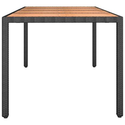 vidaXL Gartentisch mit Holzplatte Schwarz Poly Rattan & Akazienholz