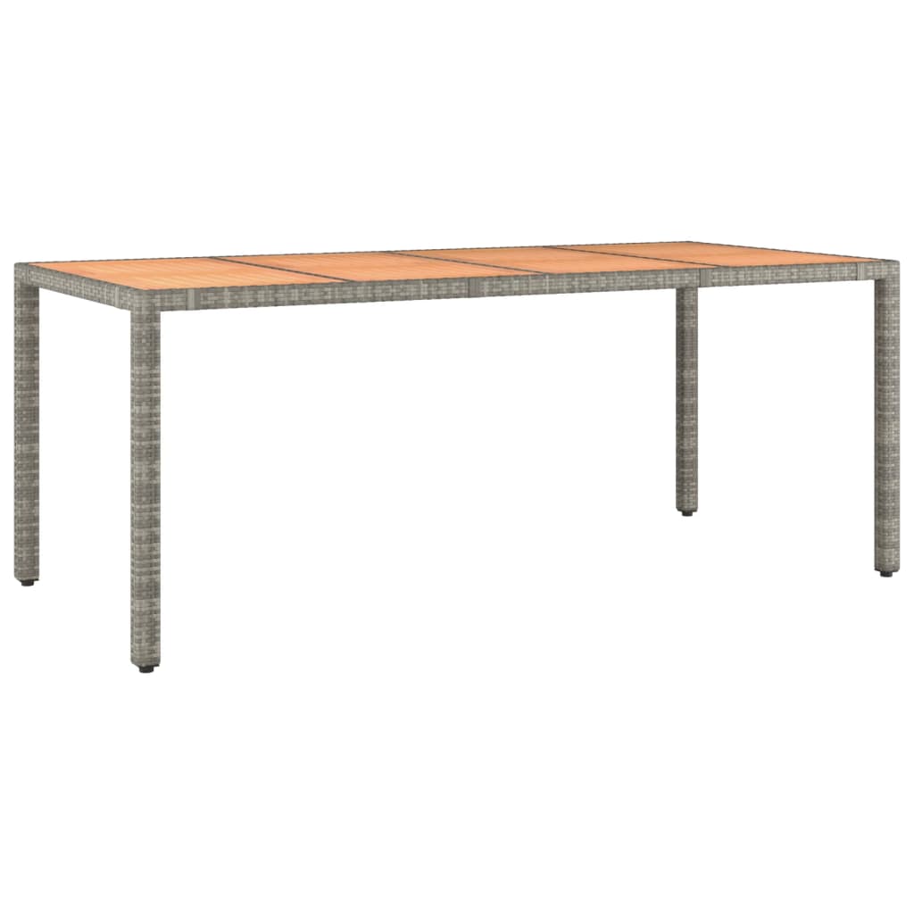 vidaXL Gartentisch mit Holzplatte Grau Poly Rattan & Massivholz Akazie