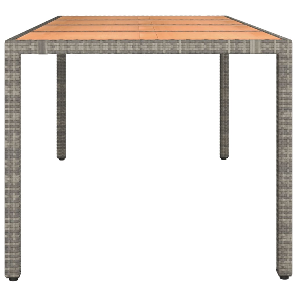 vidaXL Gartentisch mit Holzplatte Grau Poly Rattan & Massivholz Akazie