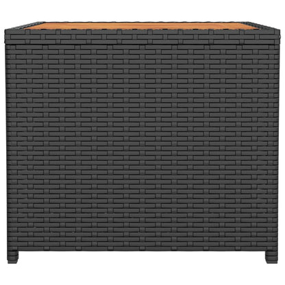 vidaXL Beistelltisch mit Holzplatte Schwarz Poly Rattan & Akazienholz