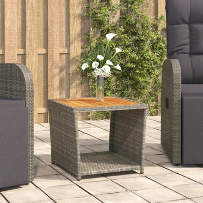 vidaXL Table d'appoint avec plateau en bois Gris Rotin synthétique & Bois d'acacia