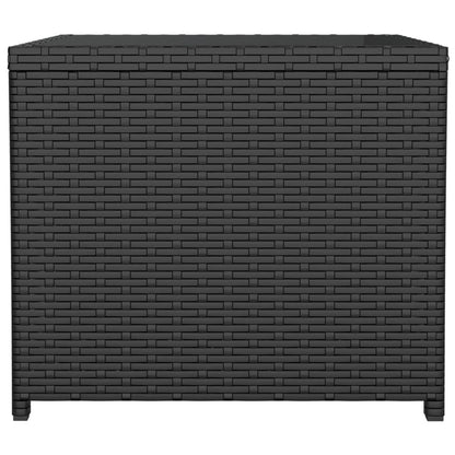 vidaXL Beistelltisch mit Glasplatte Schwarz Poly Rattan & Hartglas