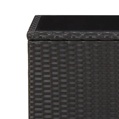 vidaXL Beistelltisch mit Glasplatte Schwarz Poly Rattan & Hartglas