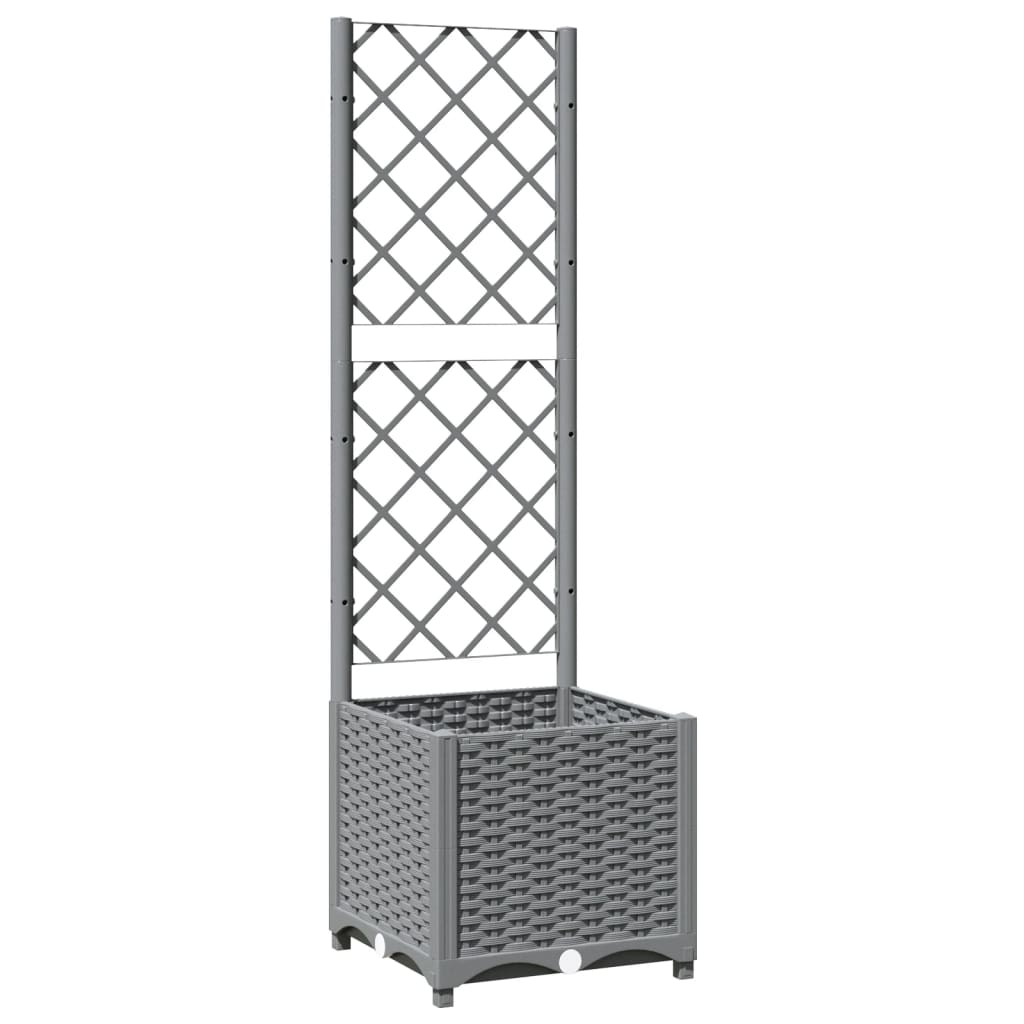 vidaXL Jardinière avec treillis gris clair 40x40x136 cm PP