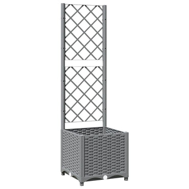 vidaXL Jardinière avec treillis gris clair 40x40x136 cm PP