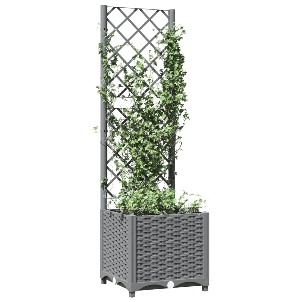 vidaXL Jardinière avec treillis gris clair 40x40x136 cm PP